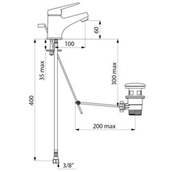 Mitigeur lavabo 2220 manette ajourée, tirette et vidage