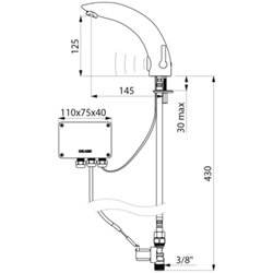 Mitigeur lavabo 494000 Tempomatic Mix 2 alim. sur secteur, manette standard