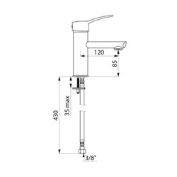 Mitigeur lavabo 2721T Securitherm à cartouche classique, manette pleine, sans tirette ni vidage