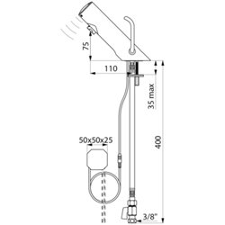 Mitigeur lavabo 490000LH Tempomatic Mix 4 alim. Sur secteur - bloc encastré, Avec robinets d’arrêt, manette longue