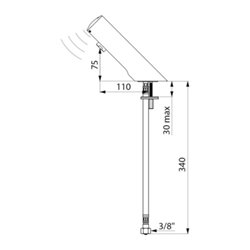 Robinet lavabo 440106 Tempomatic 4 alim. Par piles, Sans robinet d’arrêt