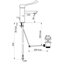 Mitigeur lavabo 2720LEP Securitherm à équilibrage de pression, à levier, tirette et vidage