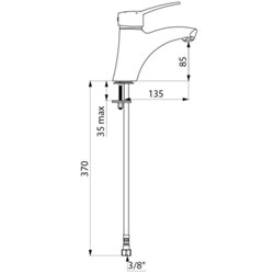 Mitigeur lavabo 2521T à cartouche classique , manette pleine, sans tirette ni vidage