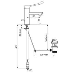 Mitigeur lavabo 2820LEP Bioclip à équilibrage de pression, à levier, tirette et vidage