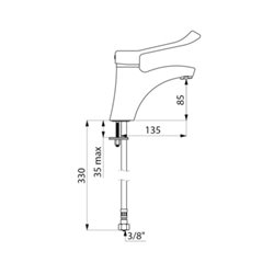 Mitigeur lavabo 2521L à cartouche classique , à levier, sans tirette ni vidage
