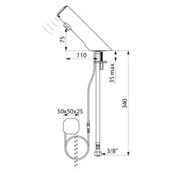 Robinet lavabo 440100 Tempomatic 4 alim. Sur secteur - bloc encastré, Sans robinet d’arrêt