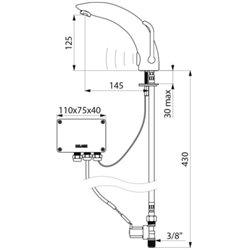 Mitigeur lavabo 494000LH Tempomatic Mix 2 alim. sur secteur, manette longue