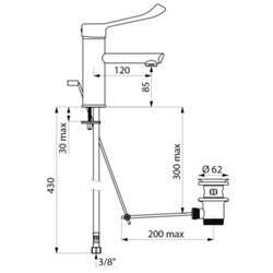 Mitigeur lavabo 2720L Securitherm à cartouche classique, à levier, tirette et vidage