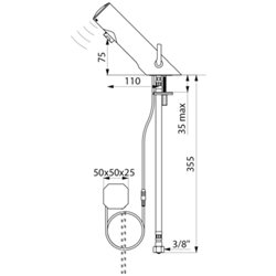Mitigeur lavabo 490100 Tempomatic Mix 4 alim. Sur secteur - bloc encastré, Sans robinet d’arrêt, manette standard