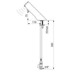 Robinet lavabo 440006 Tempomatic 4 alim. Par piles, Avec robinet d’arrêt
