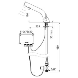 Mitigeur lavabo 478MCH Binoptic Mix alim. par piles, manette standard