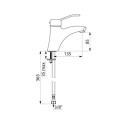 Mitigeur lavabo 2521 à cartouche classique , manette ajourée, sans tirette ni vidage