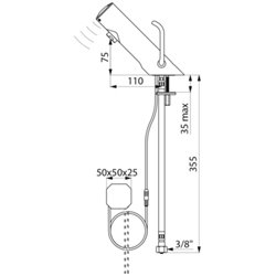 Mitigeur lavabo 490100LH Tempomatic Mix 4 alim. Sur secteur - bloc encastré, Sans robinet d’arrêt, manette longue