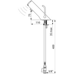 Mitigeur lavabo 490006LH Tempomatic Mix 4 alim. Par piles, Avec robinets d’arrêt, manette longue