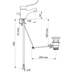Mitigeur lavabo 2220L levier, tirette et vidage