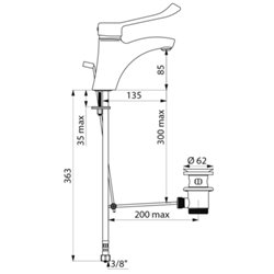 Mitigeur lavabo 2520L à cartouche classique , à levier, tirette et vidage