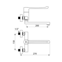 Mitigeur mécanique séquentiel mural 2436S Securitouch bec orientable, raccords standards