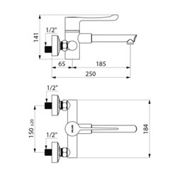 Mitigeur thermostatique séquentiel mural H9610 Securitherm raccords stop/check