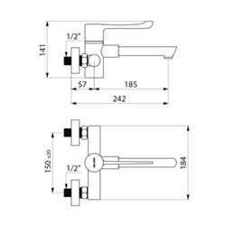 Mitigeur thermostatique séquentiel mural H9610S Securitherm raccords standards