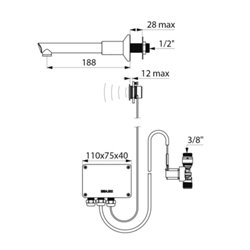 Robinet électronique mural 20801T2 Tempomatic à bec Bioclip