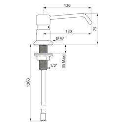 Distributeur de savon liquide 729112 avec tube souple 1,20 m pour réservoir éloigné 