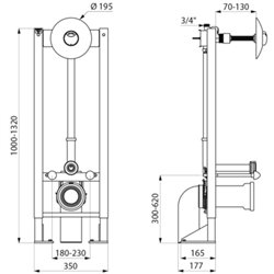 Bâti-support Tempofix 3 578305+578230 autoportante double touche - cloison de 70 à 130 mm