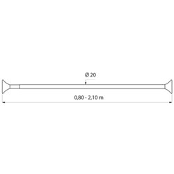 Porte-rideau droit 1358 Ø 20 mm de 0,80 à 2,10 m