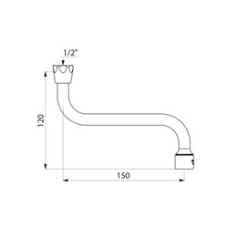 Bec horizontal orientable 940152 F1/2" L. 150 mm