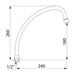 Bec col de cygne orientable 960252 F1/2" L. 240 mm, H.180 mm
