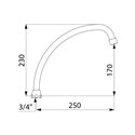Bec col de cygne orientable 965252 F3/4" L. 250 mm, H.170 mm