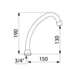 Bec col de cygne orientable 965152 F3/4" L. 150 mm, H.130 mm