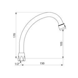 Bec col de cygne orientable 960152 F1/2" L. 150 mm, H.105 mm
