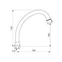 Bec col de cygne orientable 960152 F1/2" L. 150 mm, H.105 mm