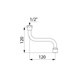Bec horizontal orientable 940122 F1/2" L. 120 mm
