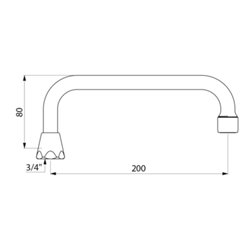 Bec par-dessus orientable 955202 F3/4" H. 80 mm