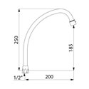 Bec col de cygne orientable 960202 F1/2" L. 200 mm, H.185 mm