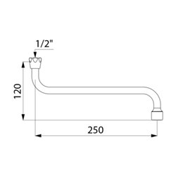 Bec horizontal orientable 940252 F1/2" L. 250 mm