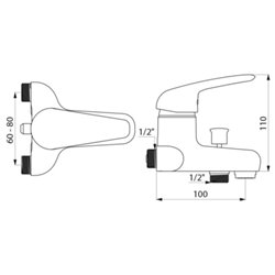 Mitigeur bain-douche 2508 entraxe 60-80 mm