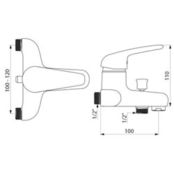Mitigeur bain-douche 2512 entraxe 100-120 mm