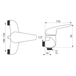 Mitigeur douche 2312 entraxe 100-120 mm