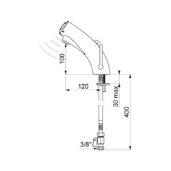 Mitigeur électronique 492006LH Tempomatic 3 avec robinets d'arrêt, manette longue