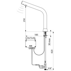 Robinet électronique 498015 Binoptic alim. Par piles, H. 250 mm