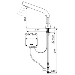 Mitigeur électronique 388MCHLH Binoptic Mix alim. Sur secteur, H. 170 mm