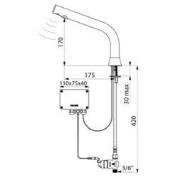 Robinet électronique 488015 Binoptic alim. Par piles, H. 170 mm