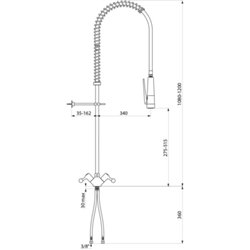 Combiné de prélavage monotrou avec mélangeur 5830 douchette antitartre à picots sans robinet de puisage