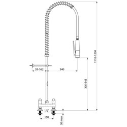 Combiné de prélavage 2 trous avec mélangeur 5880 douchette antitartre à picots sans robinet de puisage