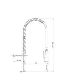 Combiné de prélavage 435620 douchette antitartre à picots avec colonne courte sans bec
