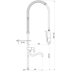 Combiné de prélavage 435722 douchette antitartre à picots avec colonne longue et bec tube