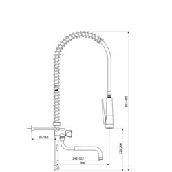 Combiné de prélavage 435422 douchette antitartre à picots avec colonne courte et bec tube