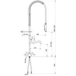Combiné de prélavage monotrou avec mélangeur 5632 douchette à diffuseur antitartre avec robinet de puisage